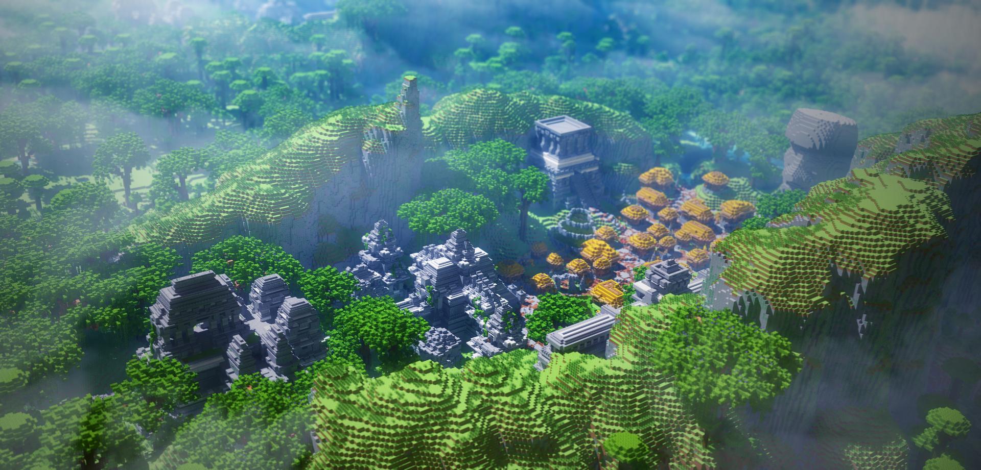 Minecraft Jungle Animals Town Overview Render
