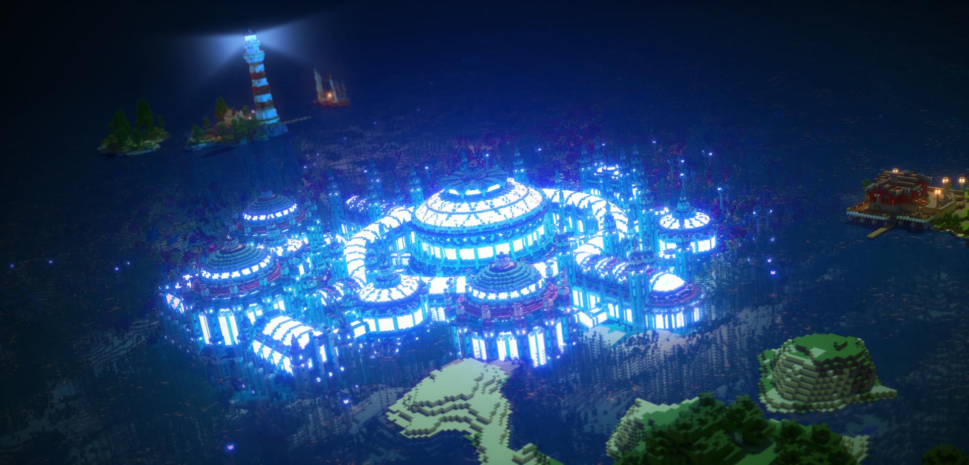 Minecraft Ocean Animals City At Night