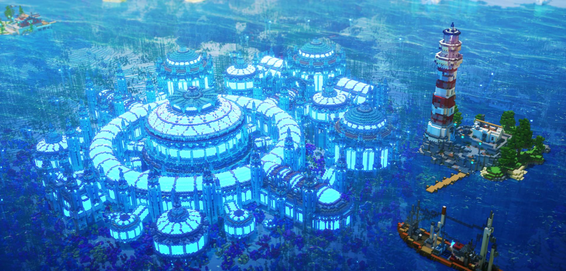 Minecraft Ocean Animals City Lit