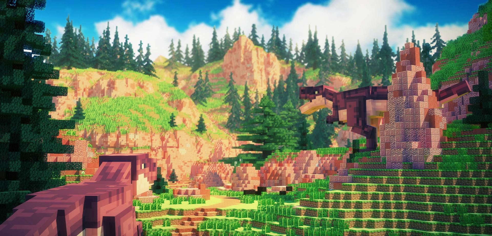 Minecraft Dinos Render T-Rex Terrain Landscape