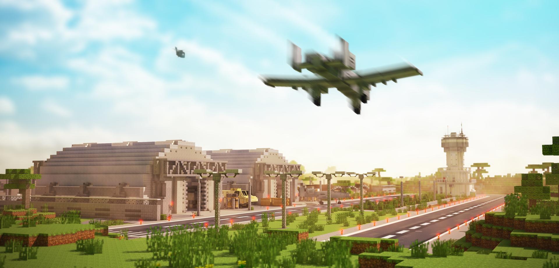Minecraft Military Base Render Fighter Jet Landing Runway Tower