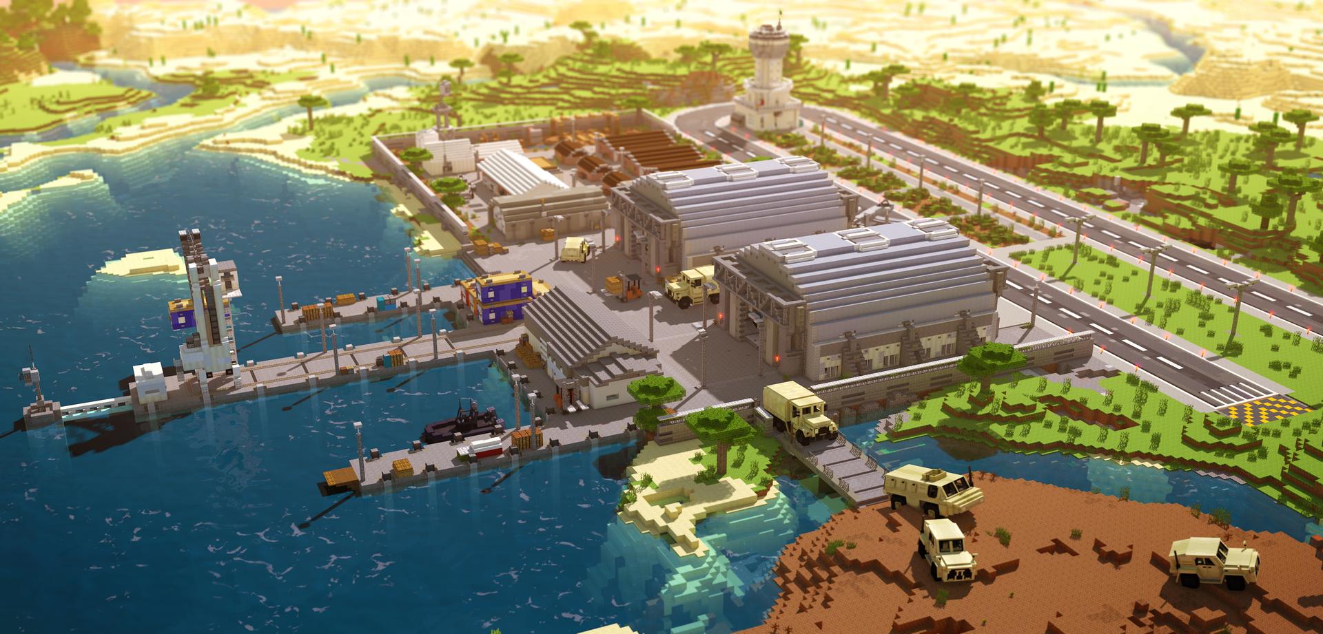 Minecraft Military Base Render Overview Humvee Transport Harbor