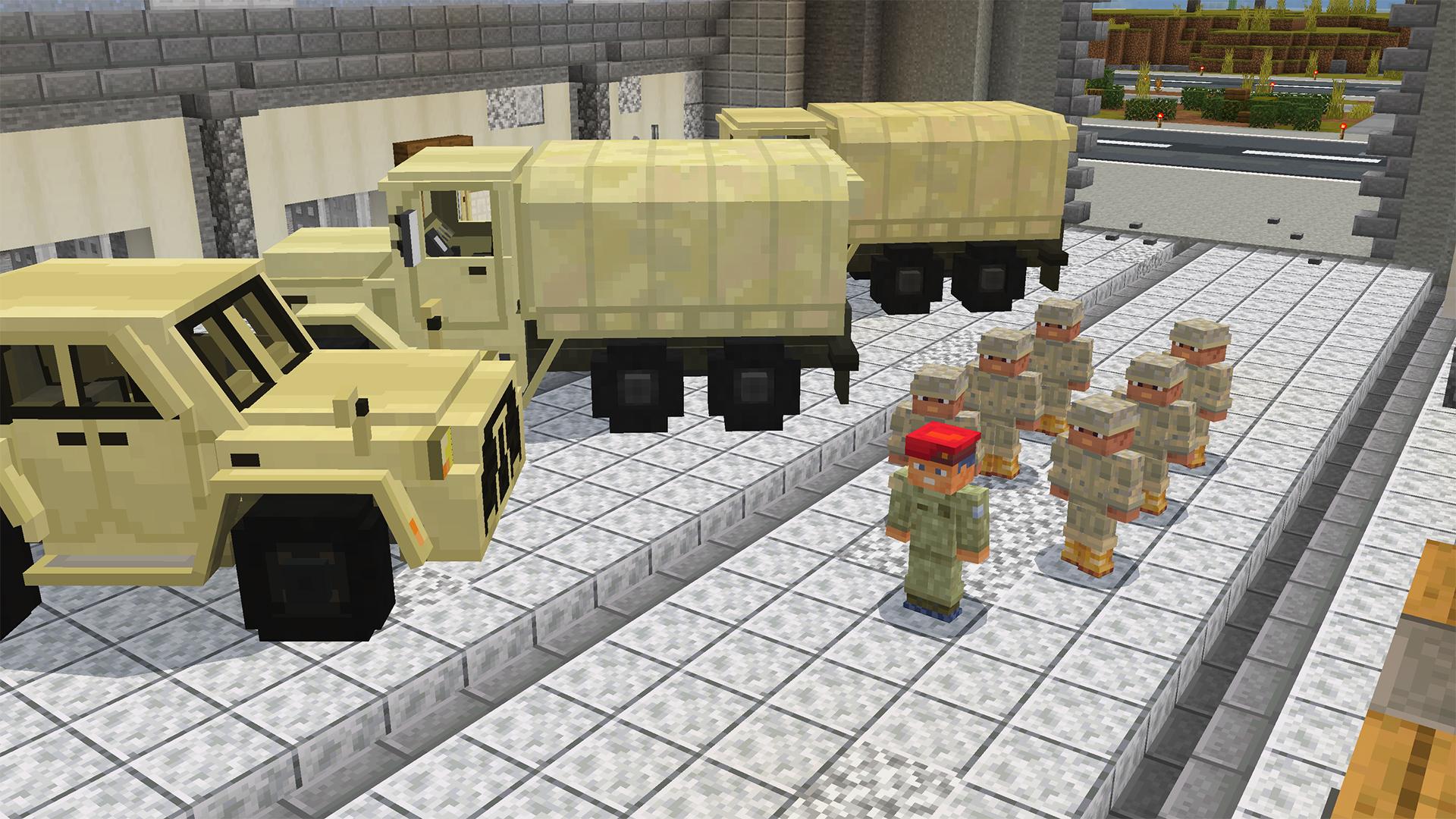 Minecraft Military Base Screenshot Humvee Troop Transport Soldiers